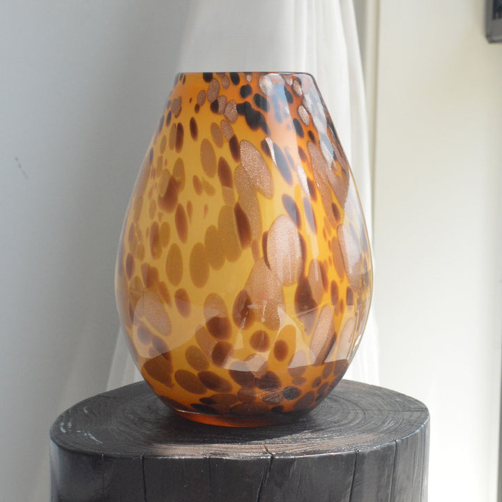 Mouth-Blown Gesprenkelter Glasbirnenvase mit Schmalem Mund und Hochglanz-Finish Karnz