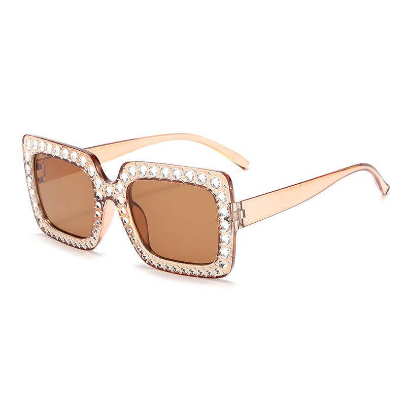 Glamouröse mit Strass verzierte quadratische Sonnenbrille Karnz