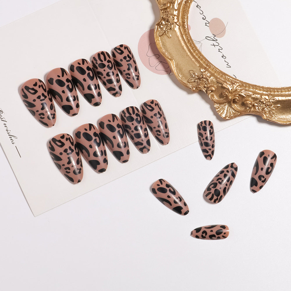 Stylische Leopard-Print Press-On Nägel Karnz