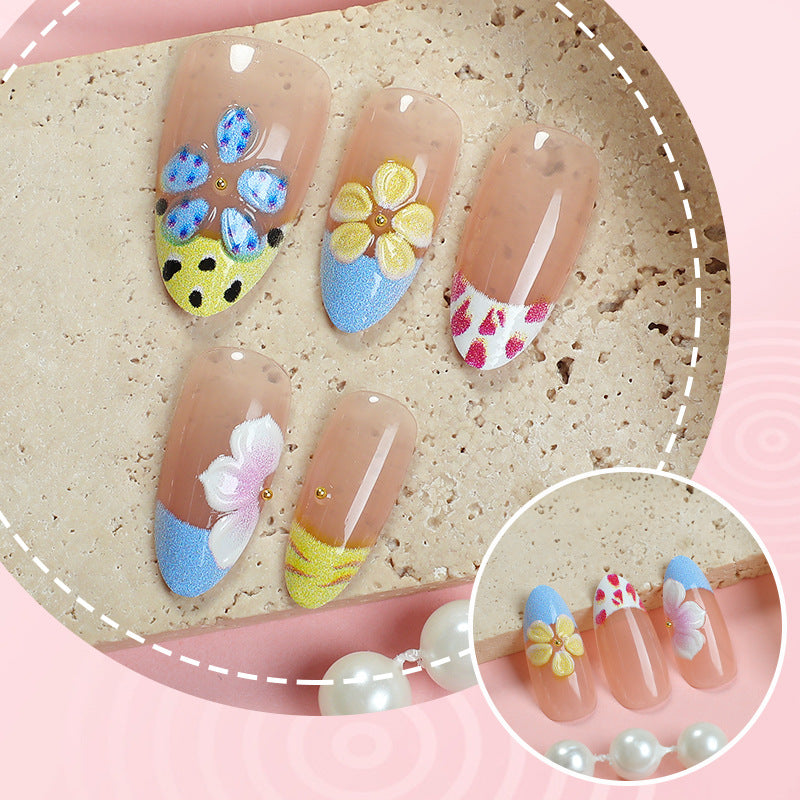 Künstlerisches florales und gemustertes Press-On-Nagel-Set
