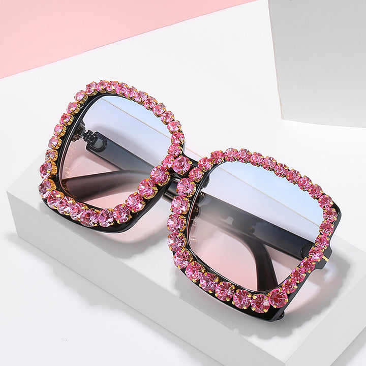 Glamouröse mit Strass besetzte Oversized-Sonnenbrille Karnz