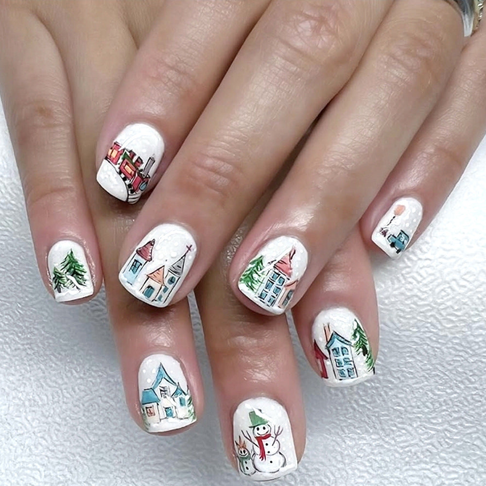 Festliches Winter-Themen Press-On Nagelkunstset Karnz