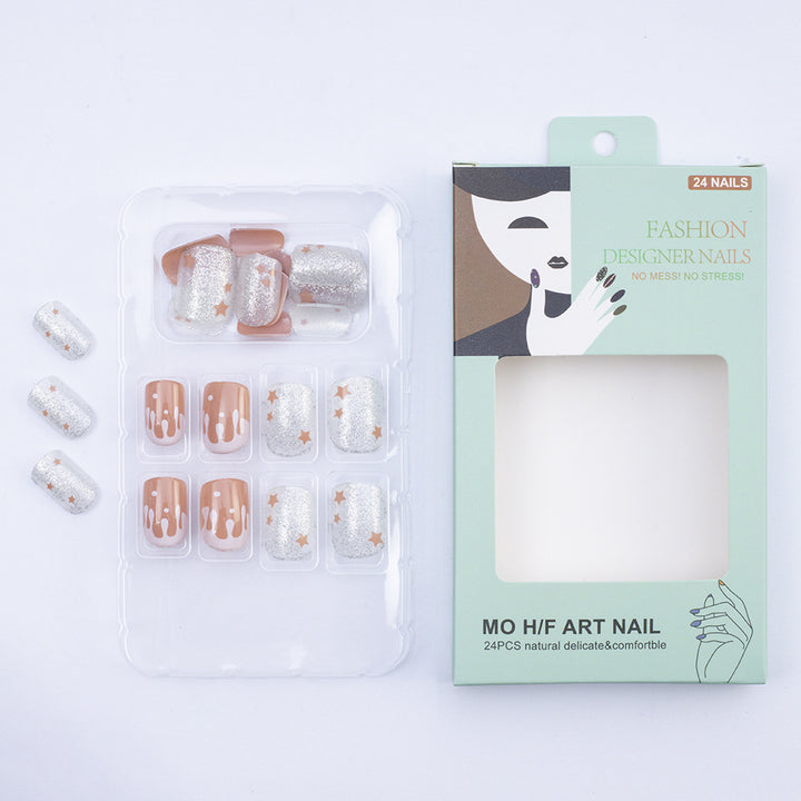Glitzernde Kunstnägel mit kreativem Tropfen-Design Karnz