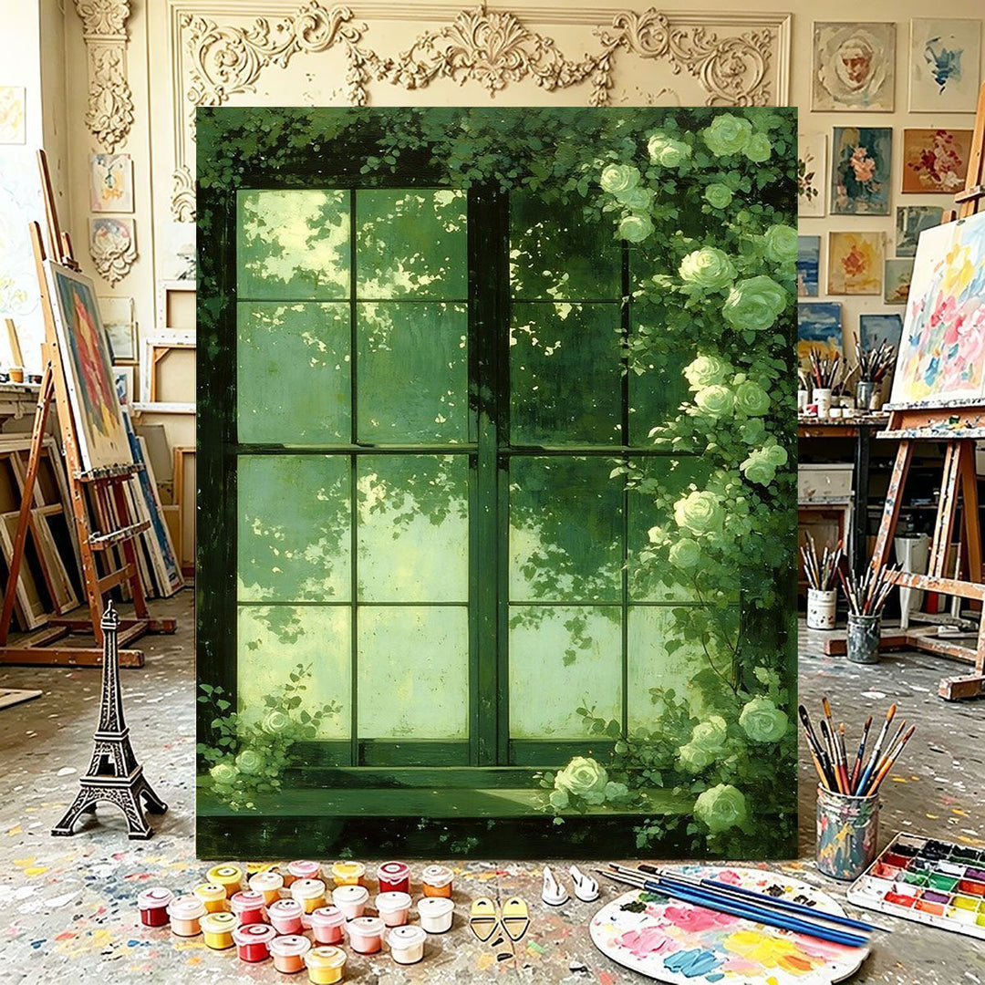 Botanische Fenster Leinwandkunst Karnz