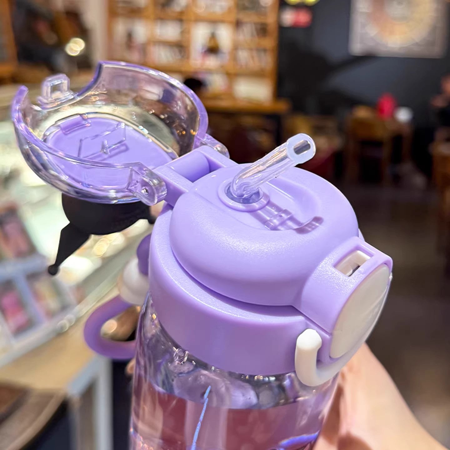 Damen Trinkflasche mit interaktivem Deckel und süßem Charakterdesign Karnz