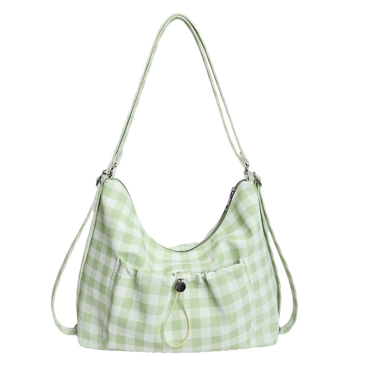 Gingham-Print Schlapp Schultertasche