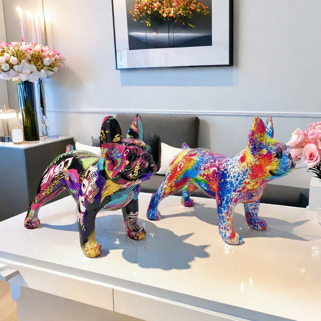 Künstlerische Bulldoggen Skulptur Karnz