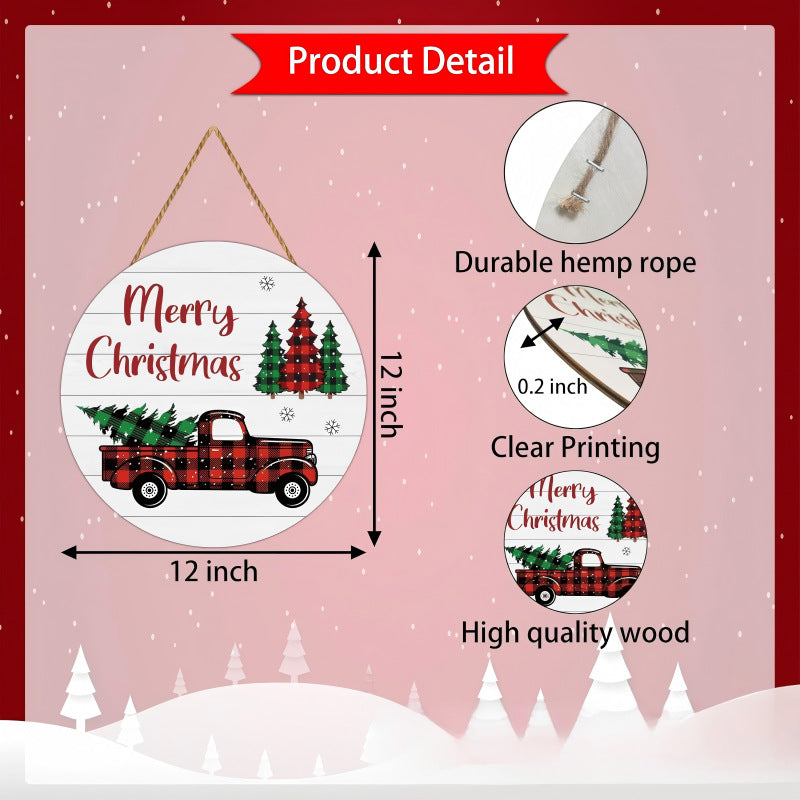 Dekoratives Holzschild mit Wintermotiven Karnz