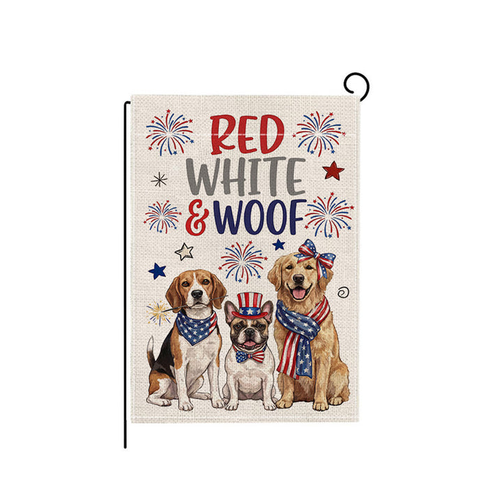 Outdoor Jute Gartenflagge mit patriotischem Fourth of July Einmachglas Blumengrussdesign