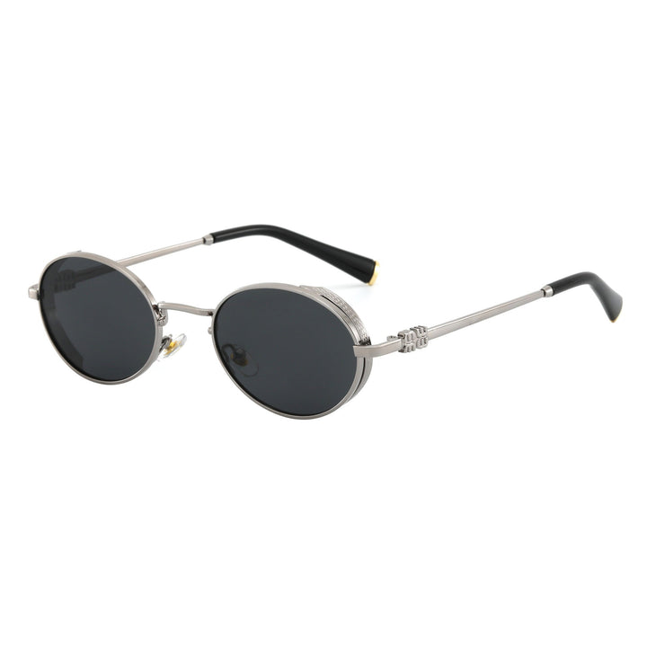 Damen Runde Designer-Sonnenbrille mit elegantem Metallrahmen Karnz