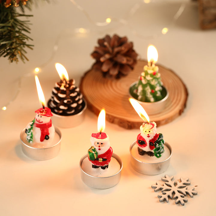 Santa-Figurine-Teelicht-Kerzen-Set für festliche Tischdekoration