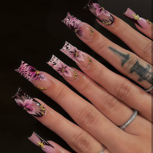 Blumenakzente Stiletto Drucknägel Karnz