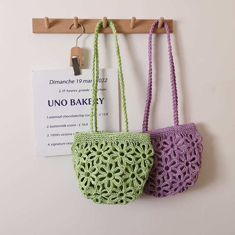 Damen Handgeknüpfte Korbtasche mit floralem Design Karnz