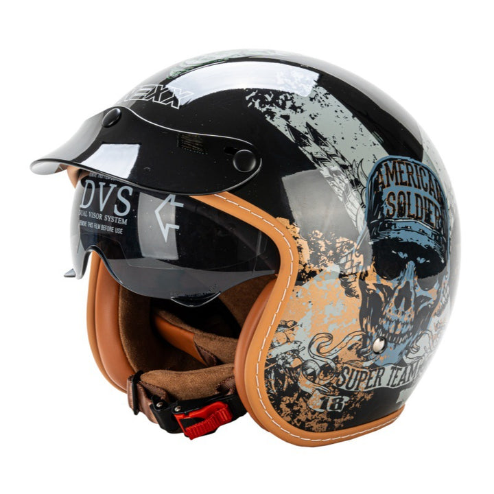 Klassischer offener Motorradhelm Karnz
