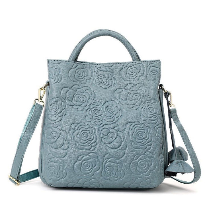 Prägte Blumen-Leder-Tote-Bag mit abnehmbarem Riemen