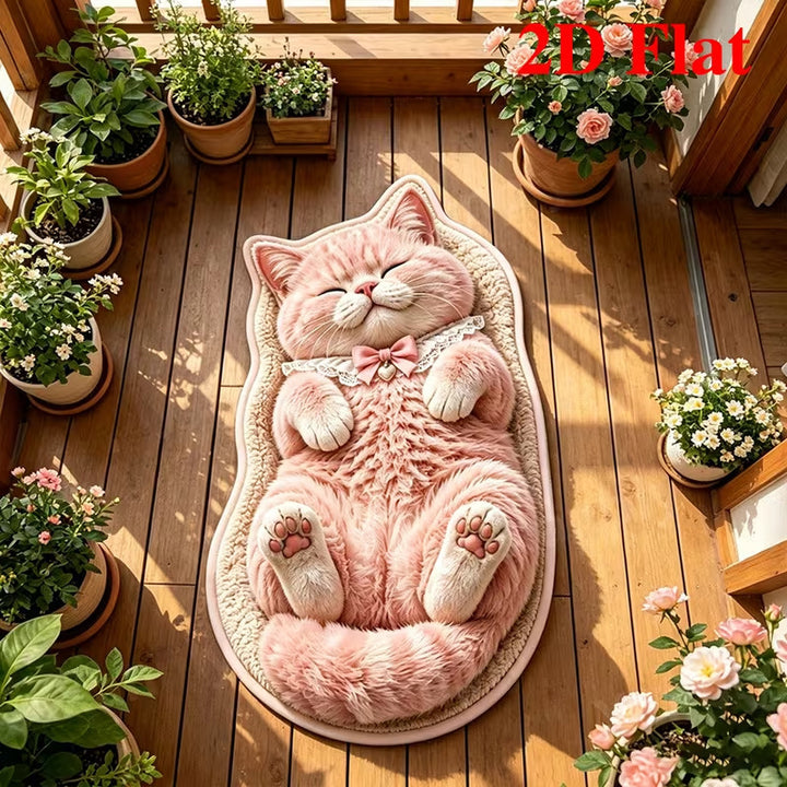 Niedlicher katzenförmiger Plüschteppich