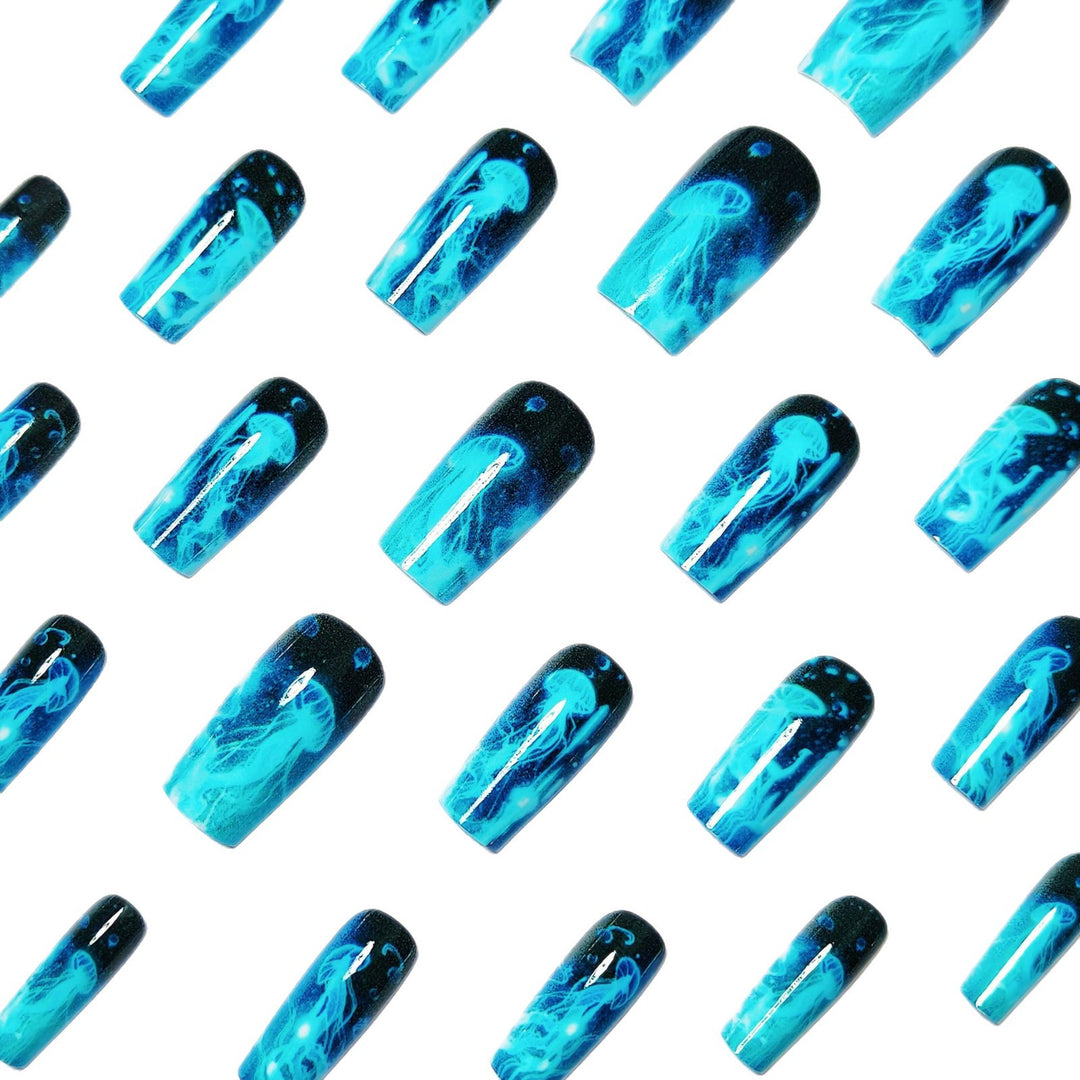 Künstliche Kunstnägel mit Lumineszierendem Quallen-Design Karnz