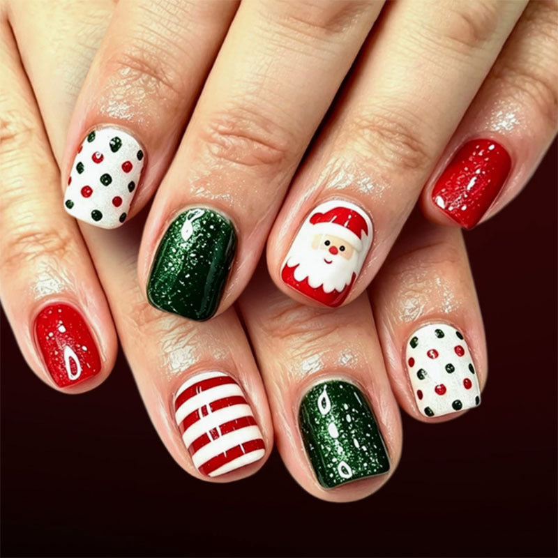 Festliche Weihnachts-Themen Druck-Nagelkunst