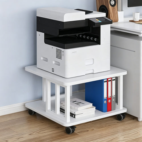 Mobiler Druckerstand mit verriegelbaren Rollen und Unterregal-Organizer