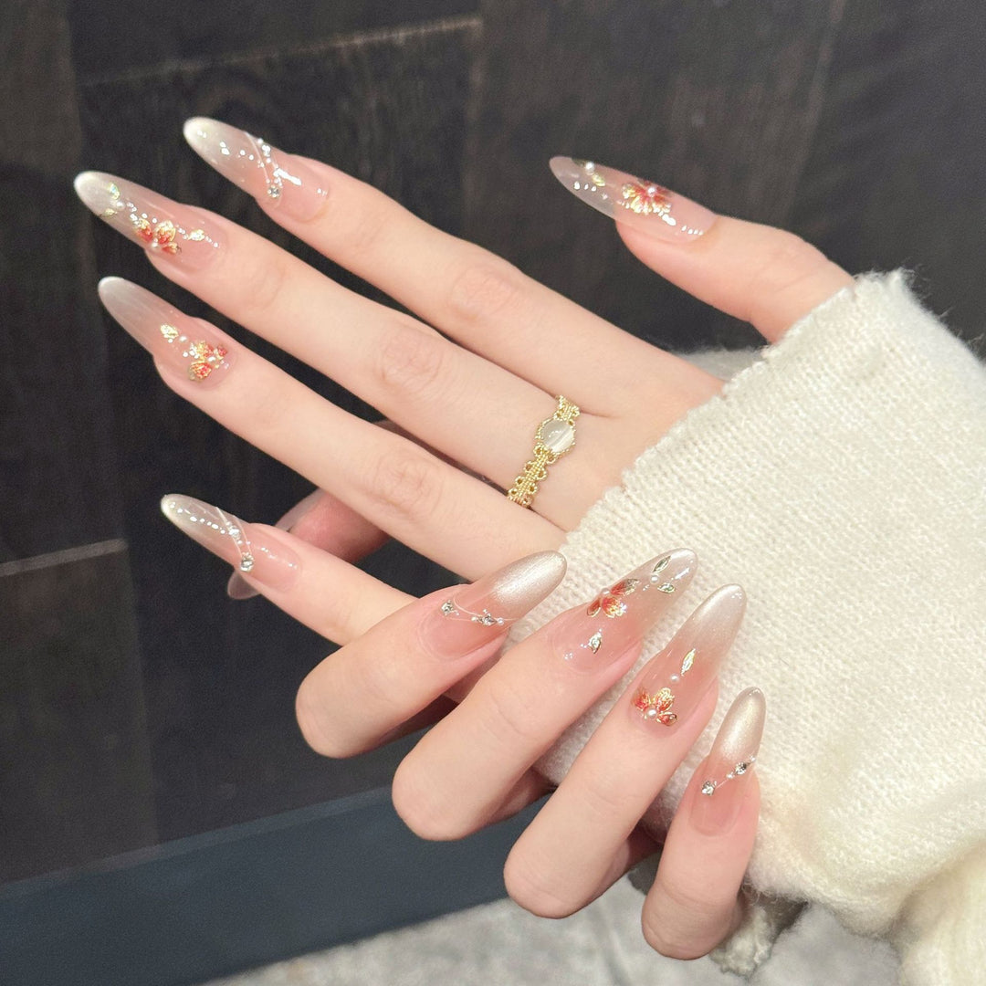 Künstlerische florale Gel Press-On Nägel