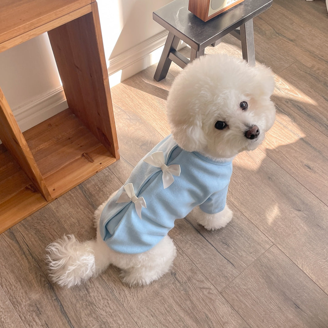 Kleiner Hund Samt - Rücken Kleid mit Satinband s