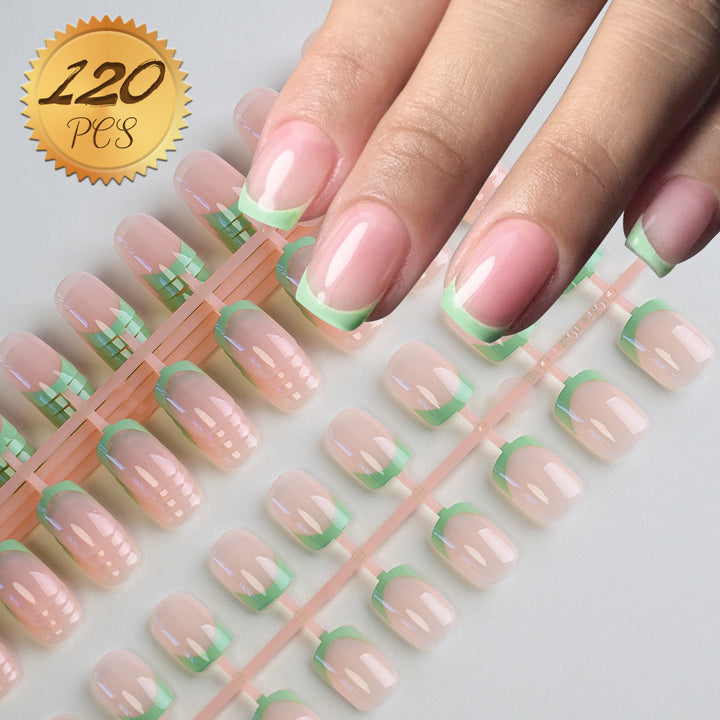 Dekoratives French Tip Press-On Nagelset Karnz