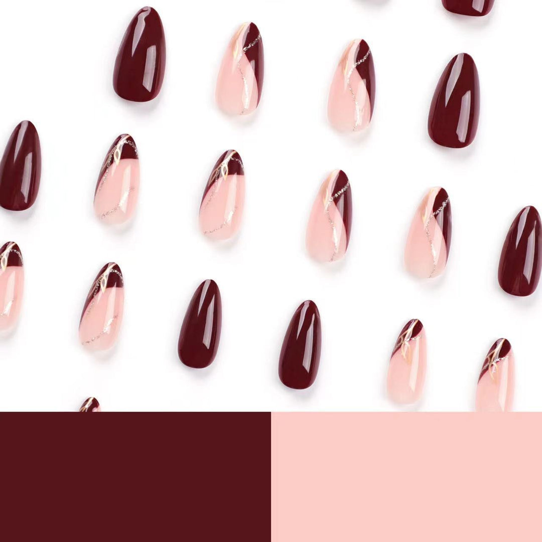 Elegante Matte und Glänzende Mandelförmige Press-On Nagelverlängerungen Karnz