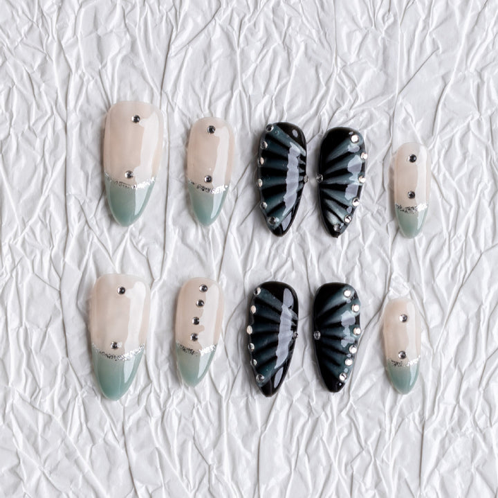 Stylisches Press-On-Nagelset mit einzigartigen Texturen