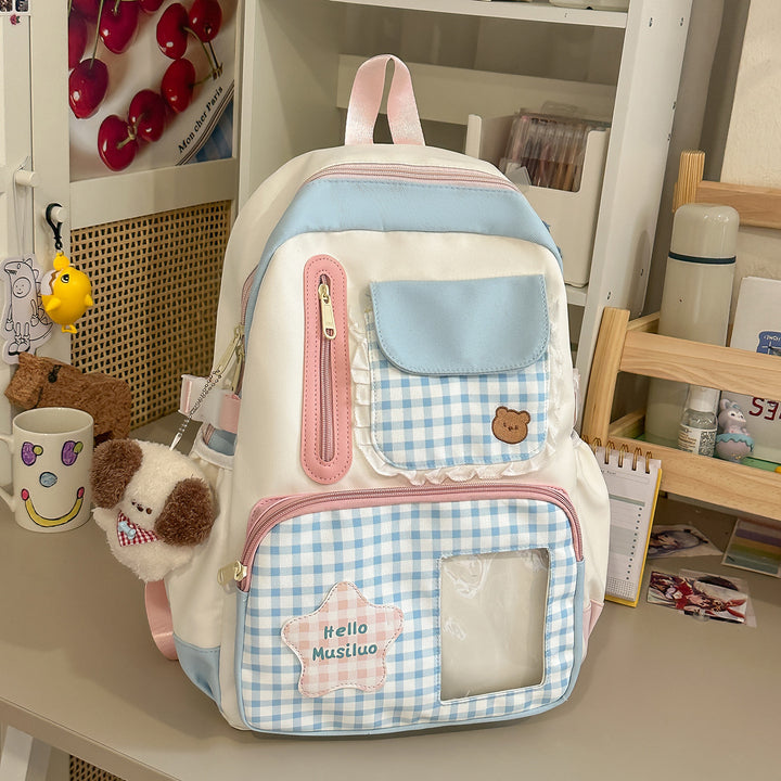 Stilvolles Gingham-Druck-Rucksack Karnz