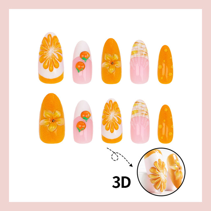 Kunstnagelset mit fruchtigen Motiven und glamourösen Akzenten Karnz
