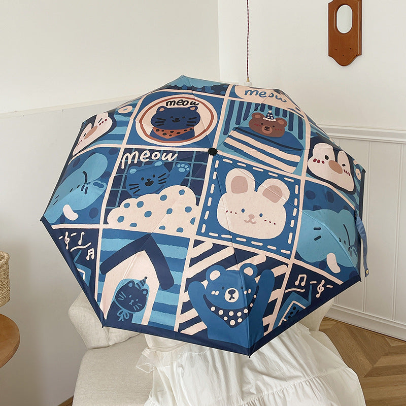 Damen Automatischer Regenschirm mit kreativem Muster Karnz