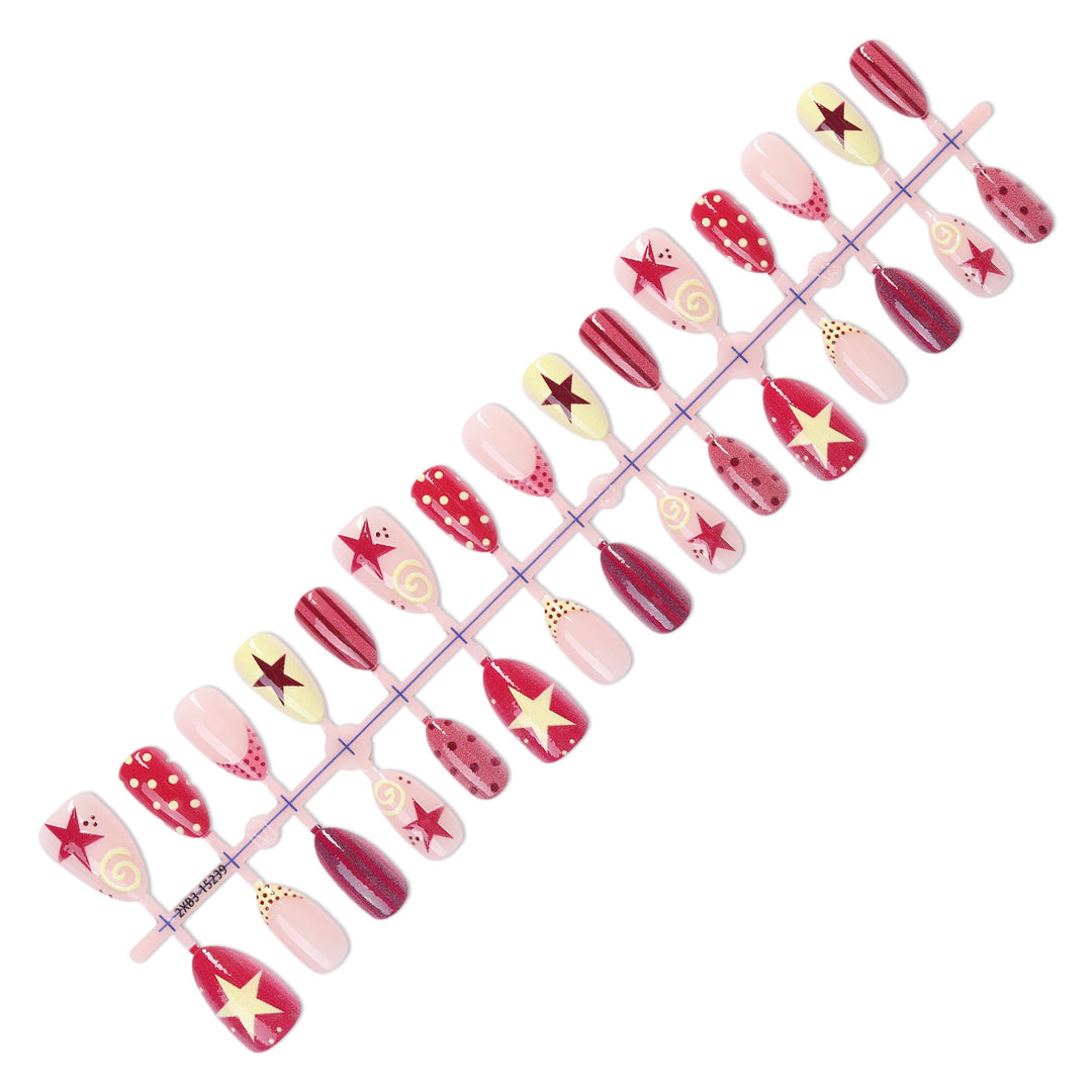 Kunstnagelset mit kreativen Stern- und Spiral-Motiven Karnz