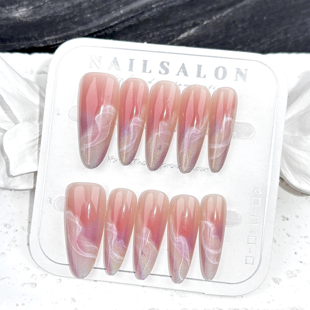 Press-On-Nail-Art-Set mit gradientem Marmor-Design