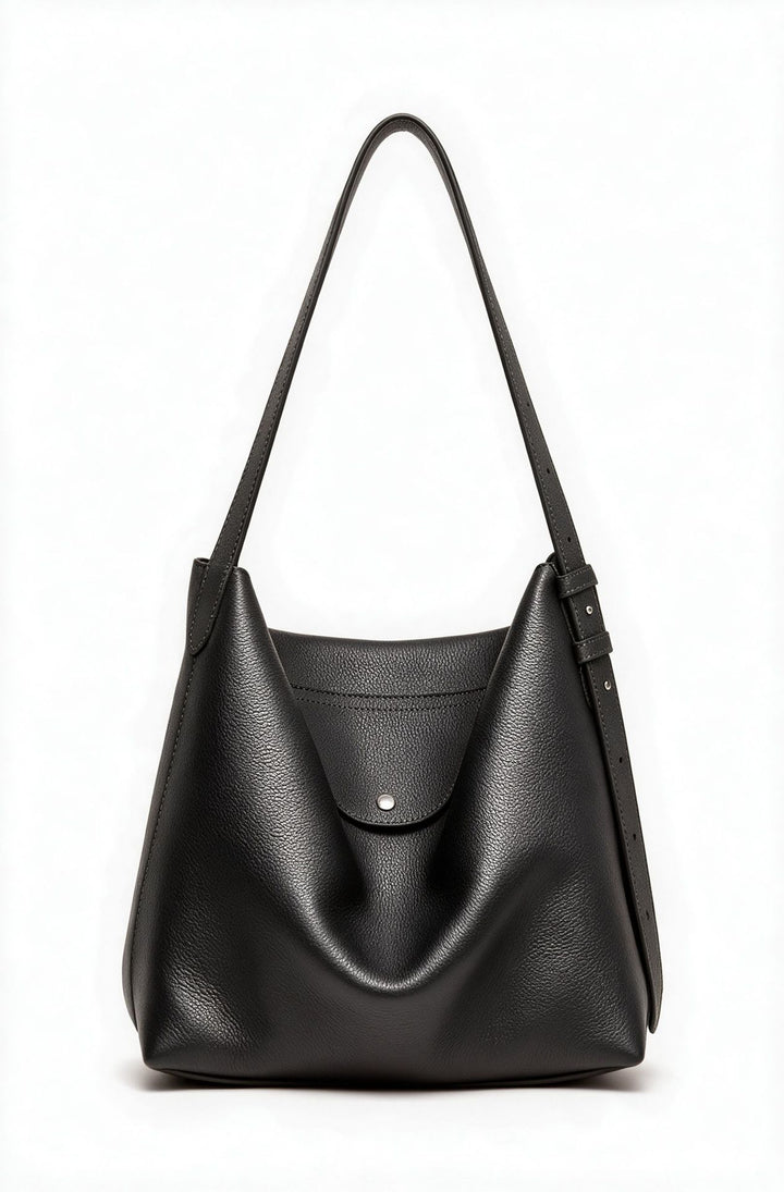 Skulpturale genoppte Leder-Optik Hobo Schultertasche mit verstellbarem Schnallenriemen