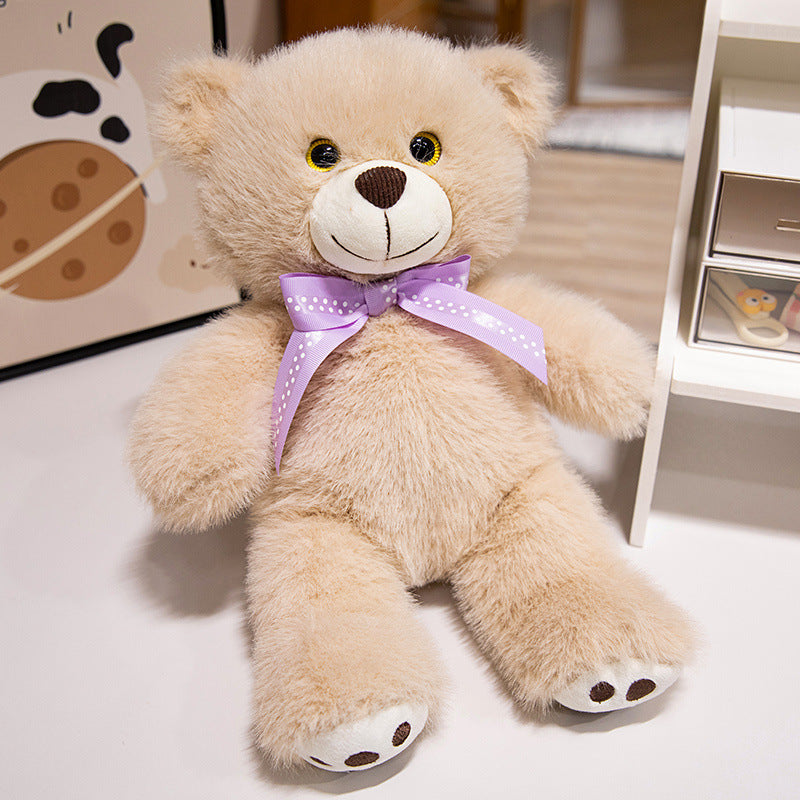 Deluxe Sitz Plüsch Teddybär Kuschler mit Langhaar-Faux-Fell, gesticktem Gesicht & Satinschleife Karnz