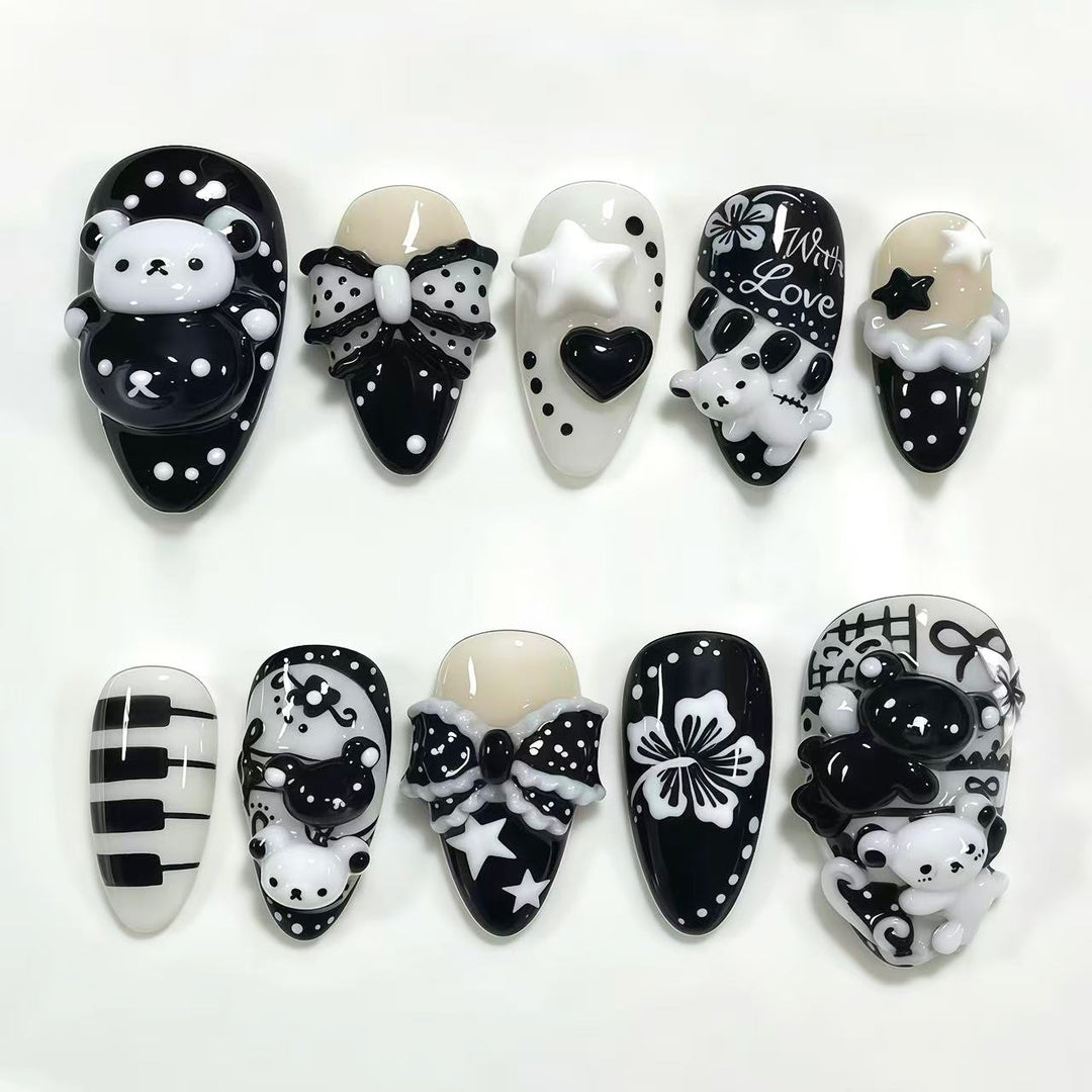 Künstlerisches Press-On Nagelkunstset mit kreativen Designs