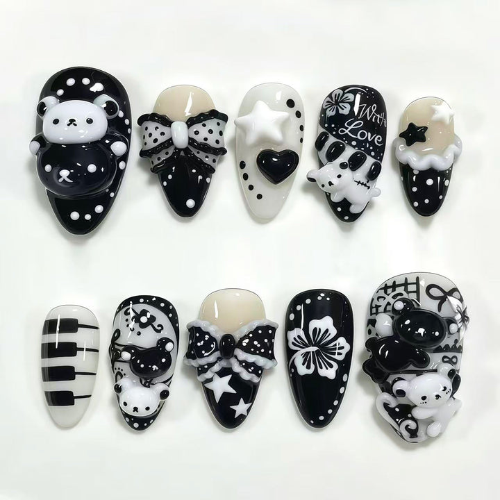 Künstlerisches Press-On Nagelkunstset mit kreativen Designs