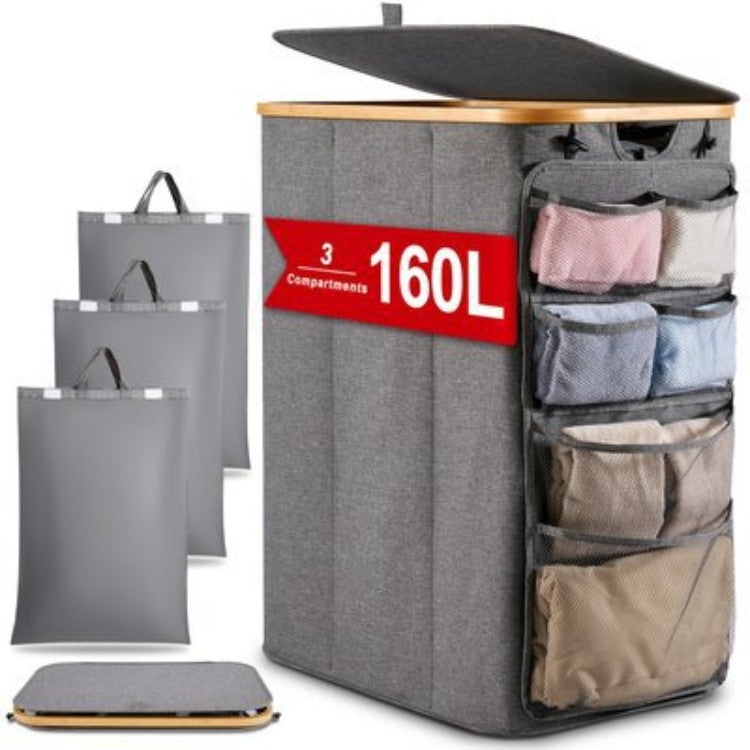 Multifunktionale Wäscheaufbewahrungsbox mit Bambusdeckel Karnz