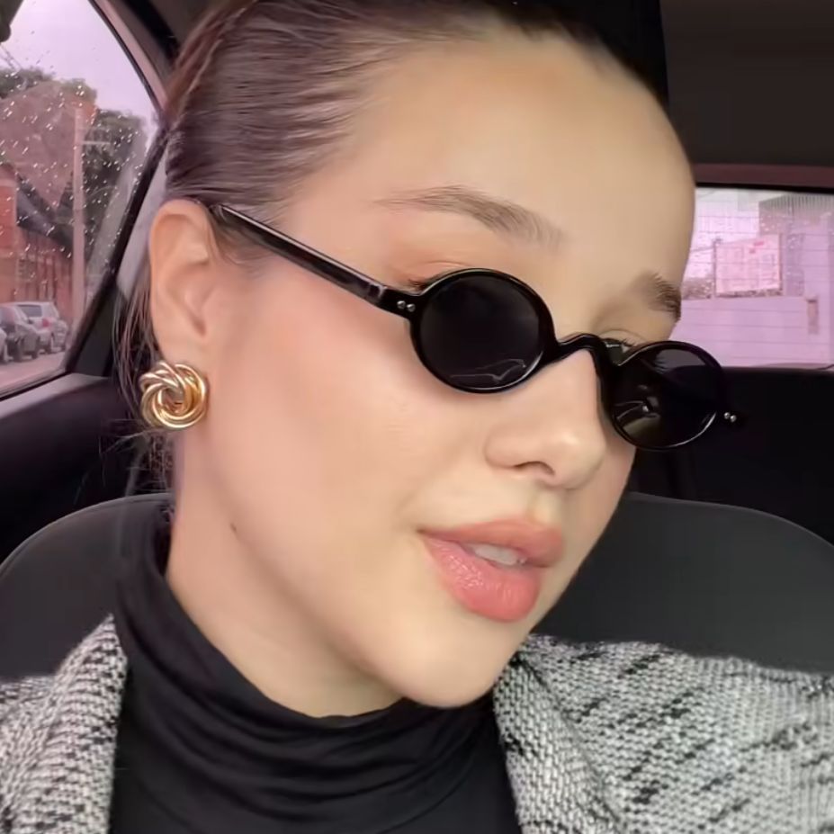 Damen runde Sonnenbrille mit markantem Design und hochwertigem Kunststoffrahmen Karnz