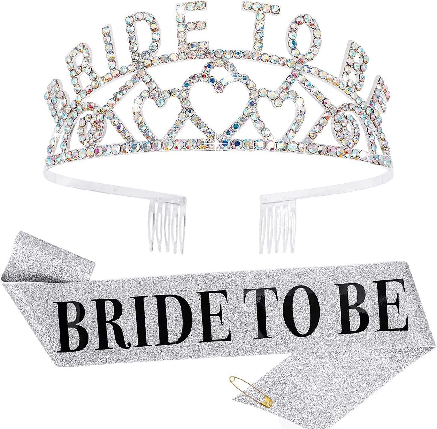 Damen Glitzernde Tiara mit Herzmotiven Karnz