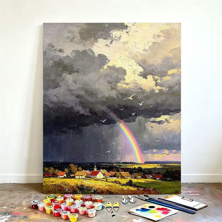 Szenisches Regenbogenlandschaft Malen nach Zahlen Set Karnz