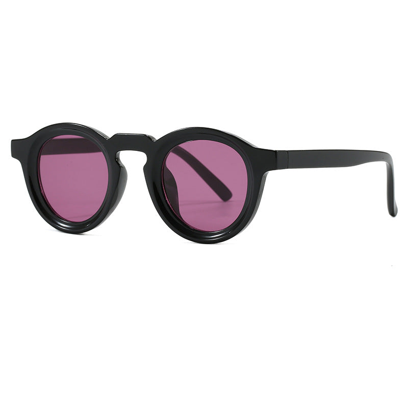 Damen modische runde Sonnenbrille mit transparentem Rahmen und UV-Schutz Karnz