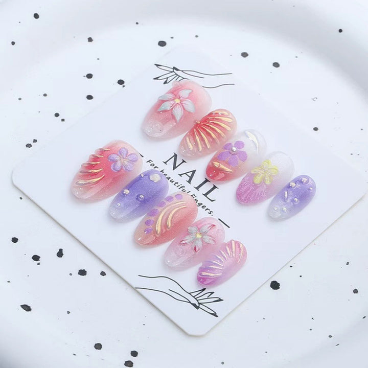 Florale Press-On Nagelkunst Set