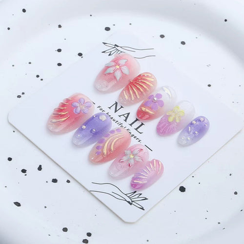 Florale Press-On Nagelkunst Set