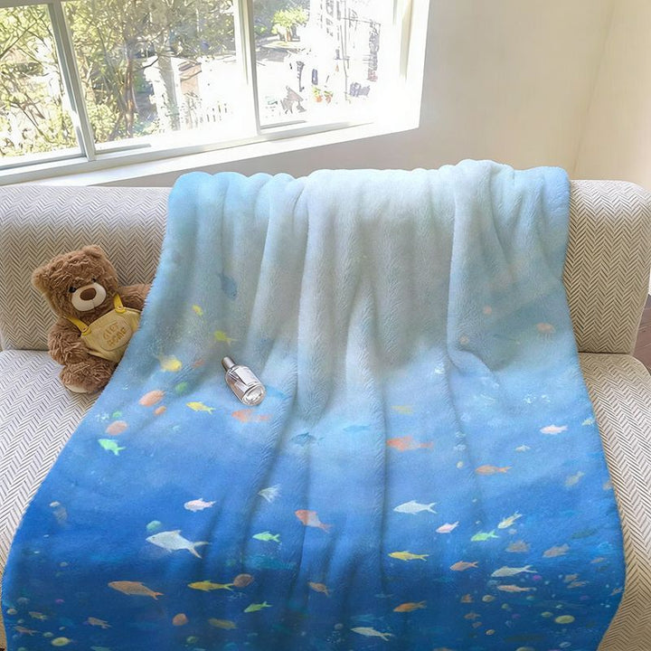 Weiche Fleece-Decke mit Fischmuster