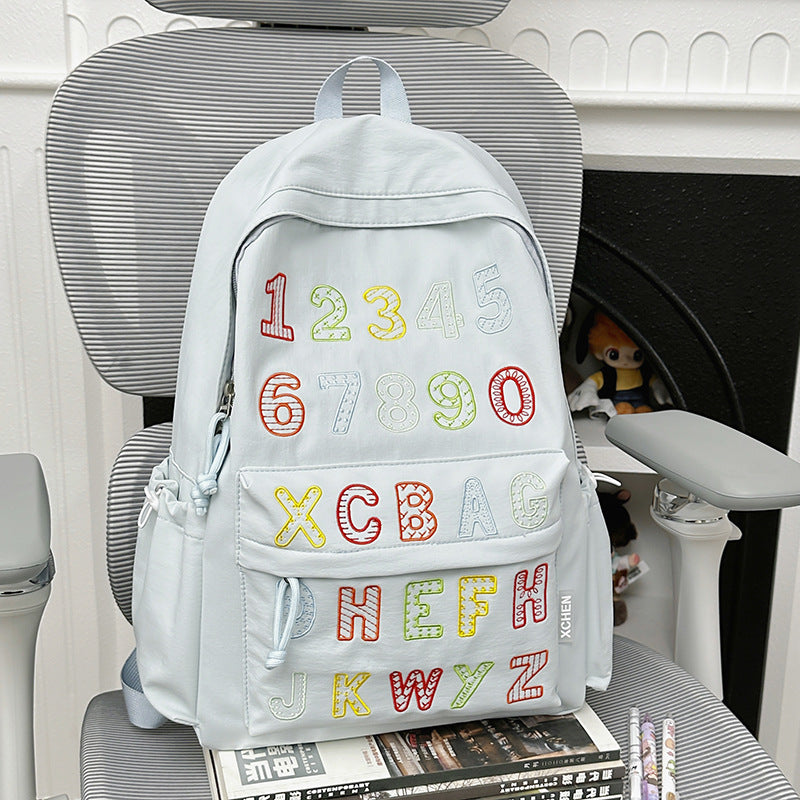 Verspielter Alphabet Bestickter Rucksack