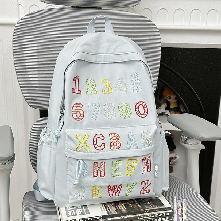 Verspielter Alphabet Bestickter Rucksack