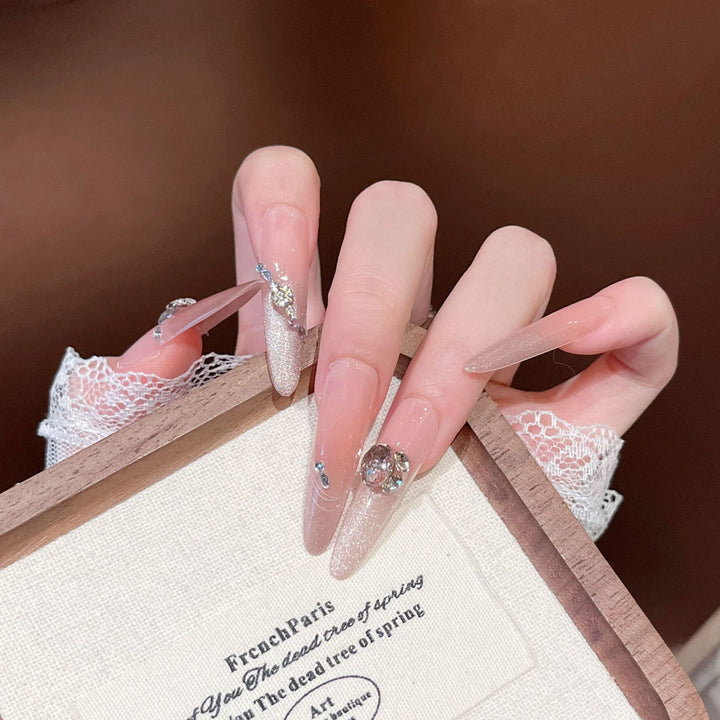 Luxuriöse mit Strass verziehene Stiletto Press-On Nägel Karnz