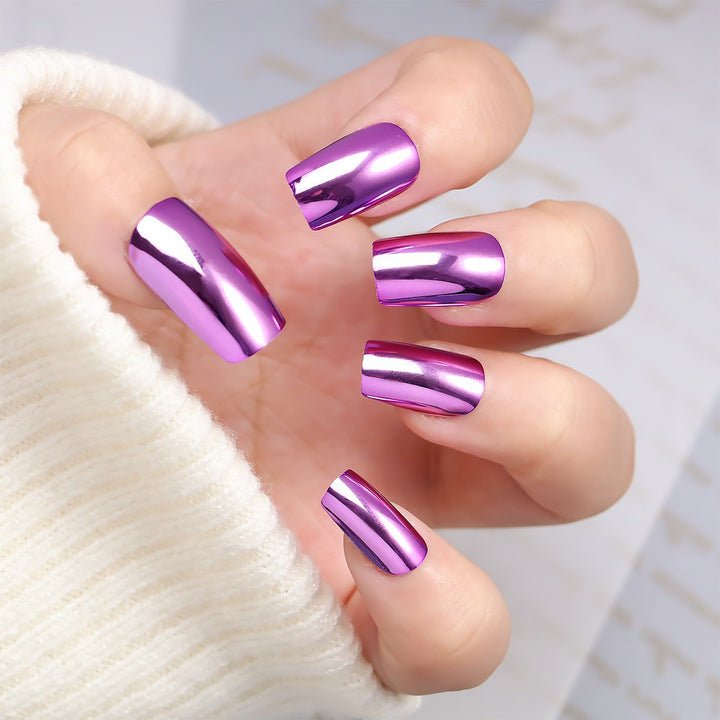 Chrome Finish Press-On Nails Karnz