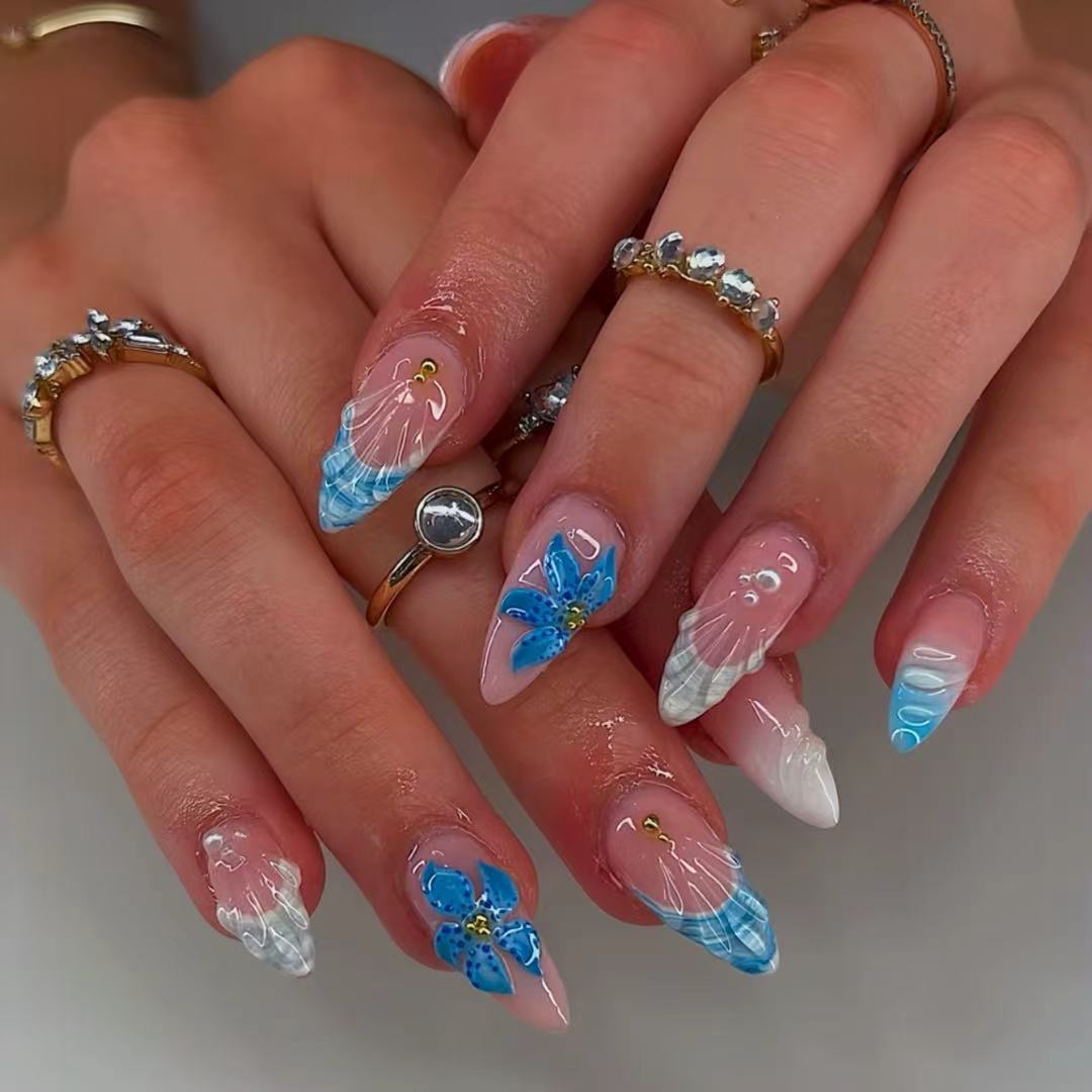 Künstlerische ocean-themed Nagelkunst Extensions Karnz